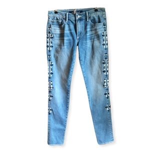 DRIFTWOOD Marilyn Embroidered Jeans Boho Aztec Denim Blue Womens Size 26